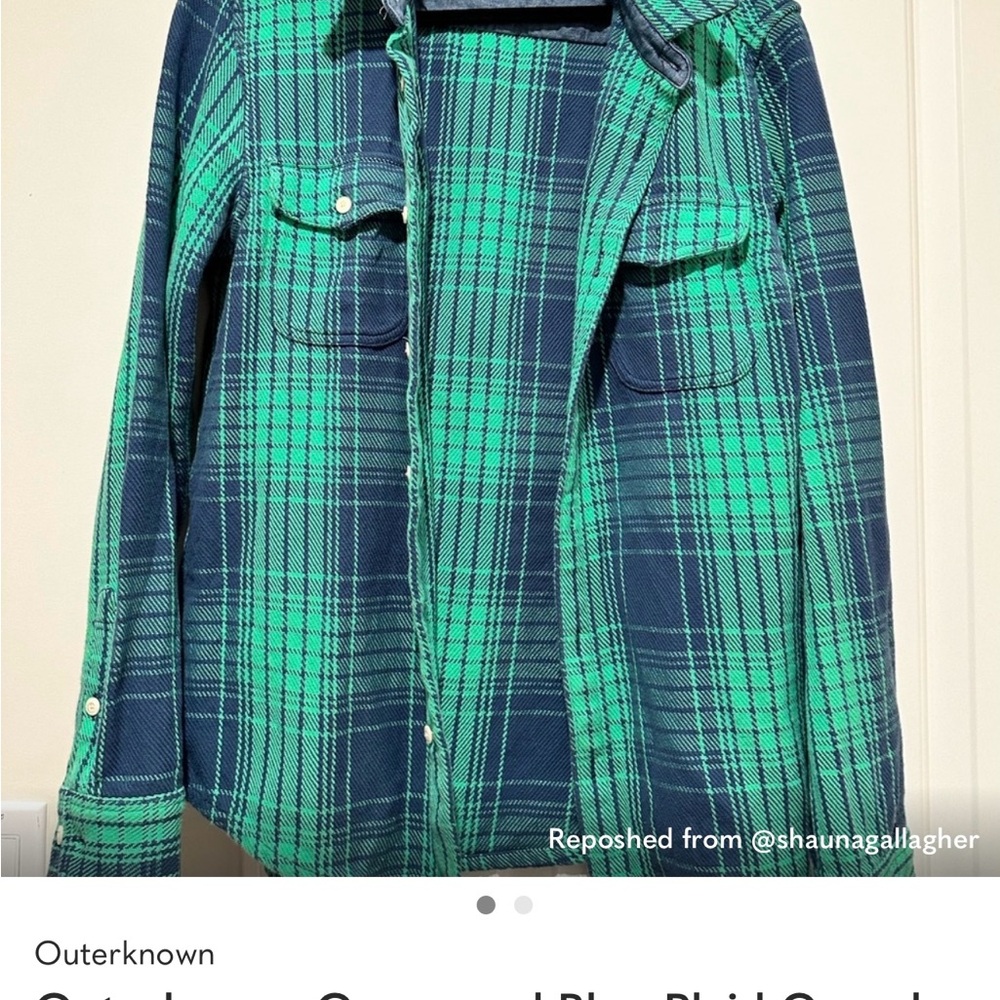 Outerknown Teal and Navy Checkered Shirt